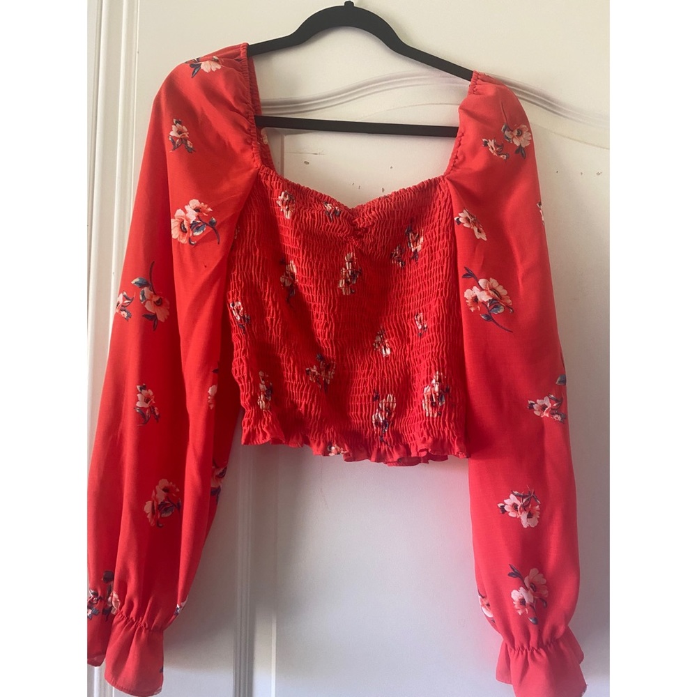 Vici Boho Smocked Floral Blouse